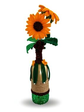 Yellow Sunflower Bottle Vase Accent by